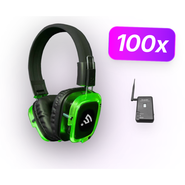 Silent Disco pakket - 100 koptelefoon - 1 zender
