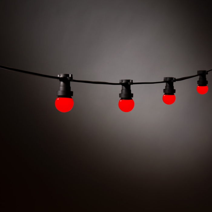 Prikkabel Rood - 10 meter - 20 lampjes - koppelbaar